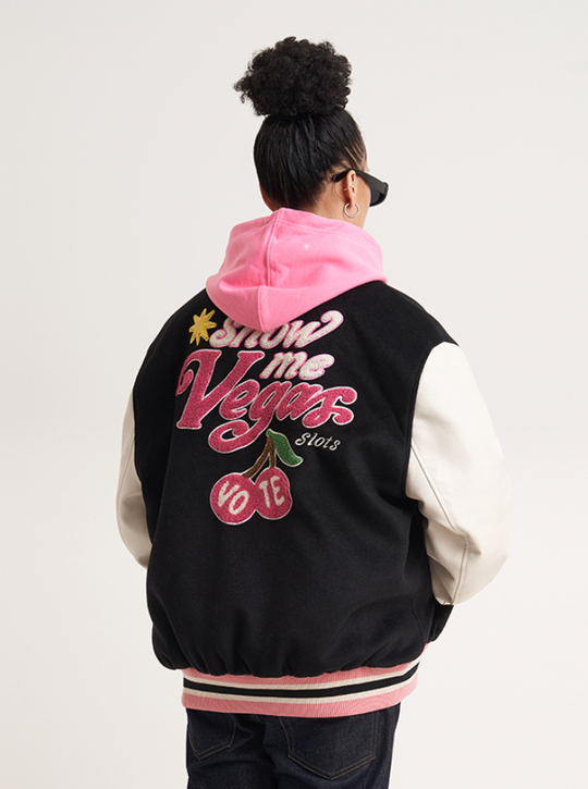 VOTE Patch Embroidered Cherry Varsity Jacket