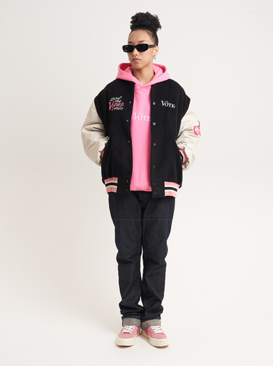 VOTE Patch Embroidered Cherry Varsity Jacket