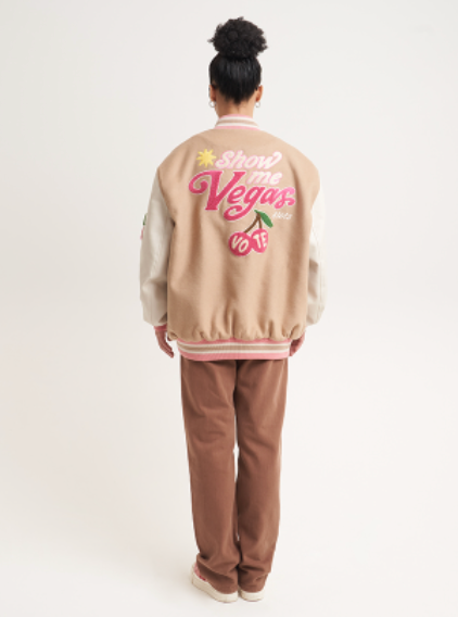 VOTE Patch Embroidered Cherry Varsity Jacket