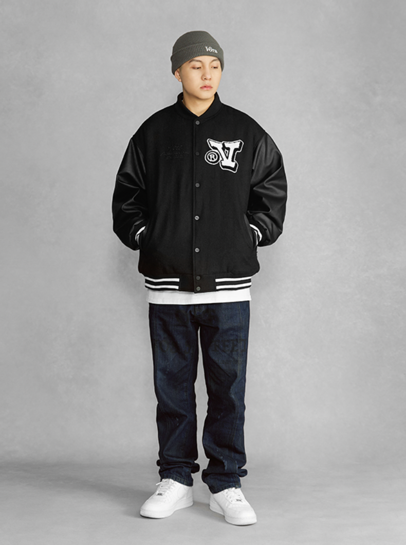 VOTE Logo Patch Embroidered Varsity Jacket