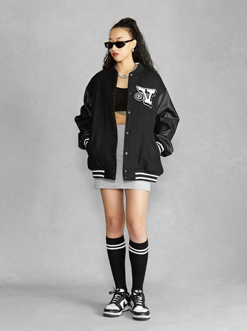 VOTE Logo Patch Embroidered Varsity Jacket