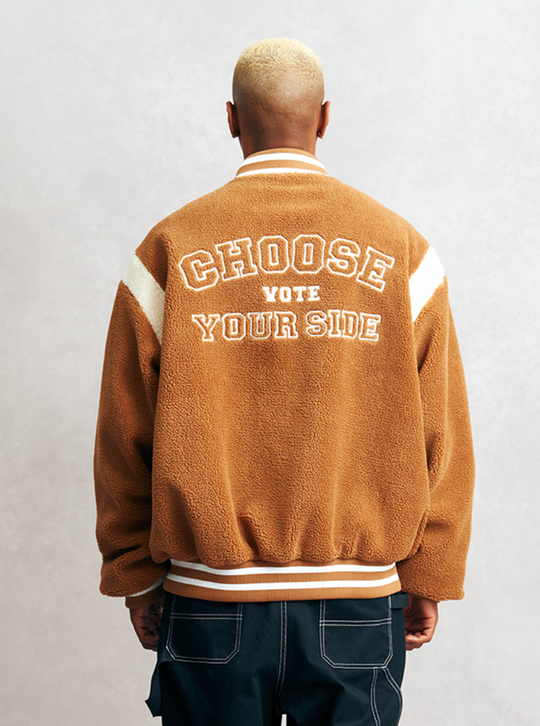 VOTE Logo Sherpa Baseball Jacket
