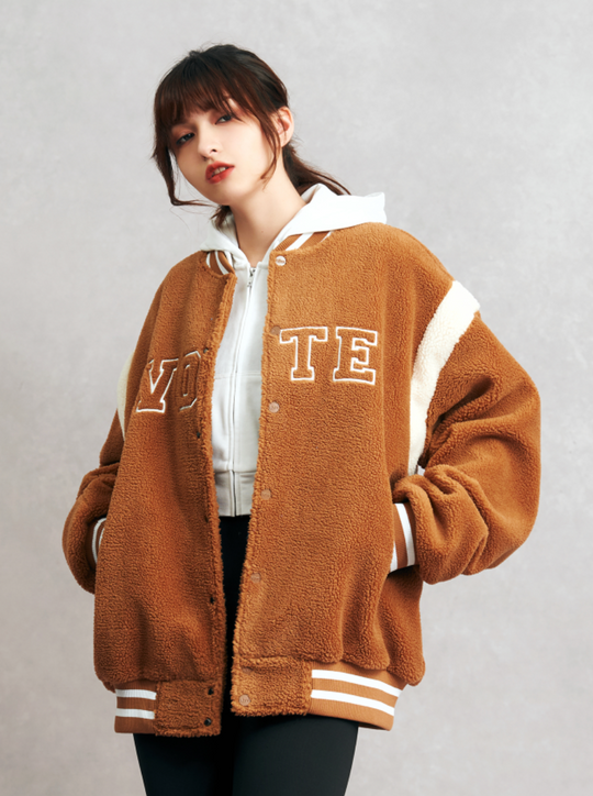 VOTE Logo Sherpa Baseball Jacket