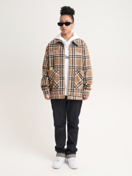VOTE Embroidered Plaid Jacket