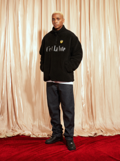 VOTE Bee Embroidered Sherpa Jacket