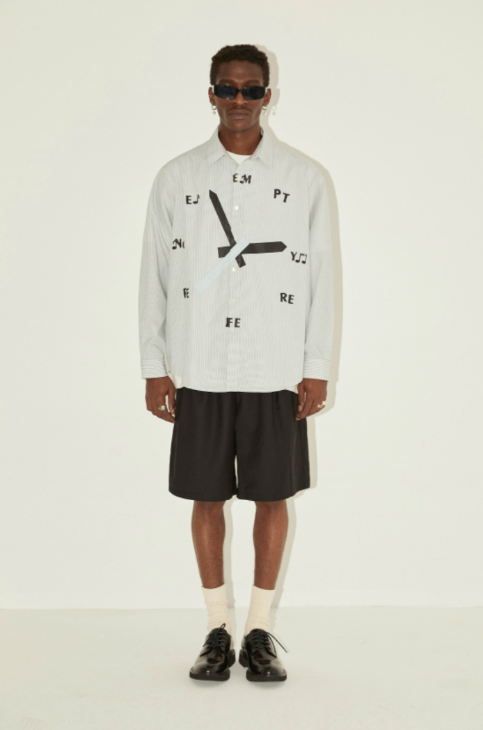 EMPTY REFERENCE Striped Clock Long Sleeve Shirt