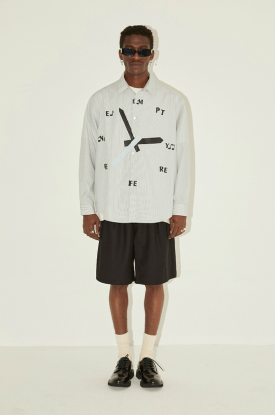 EMPTY REFERENCE Striped Clock Long Sleeve Shirt