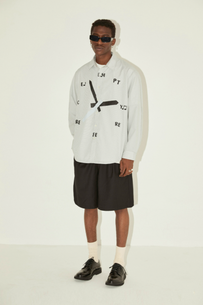 EMPTY REFERENCE Striped Clock Long Sleeve Shirt
