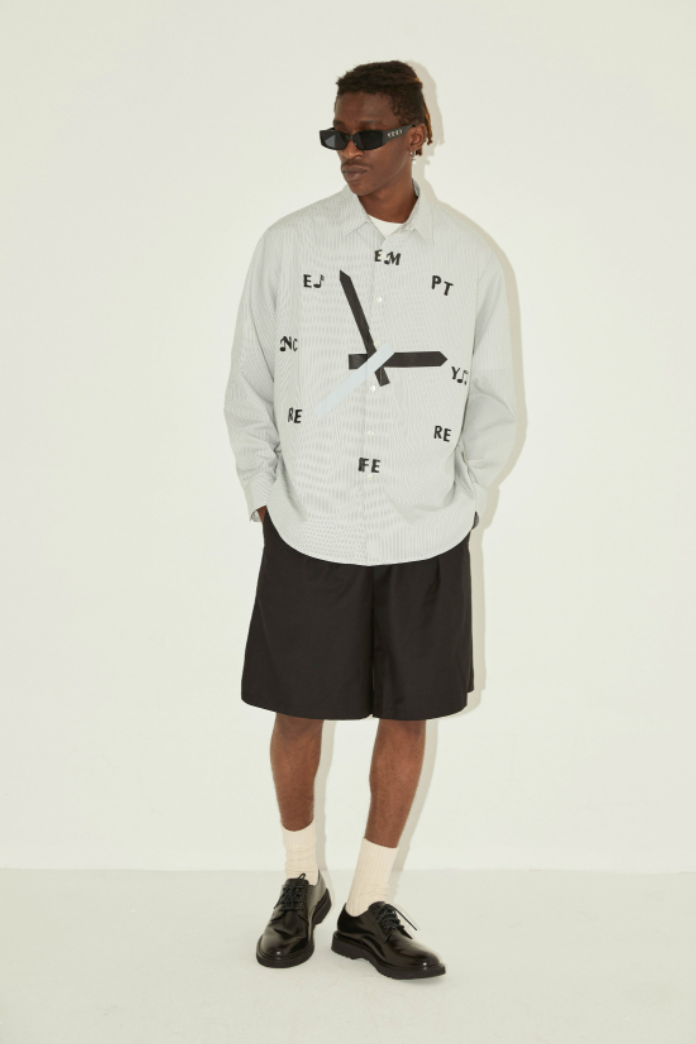 EMPTY REFERENCE Striped Clock Long Sleeve Shirt