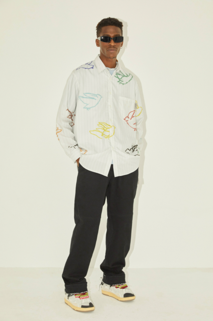 EMPTY REFERENCE Colorful Bird Crayon Long Sleeve Shirt