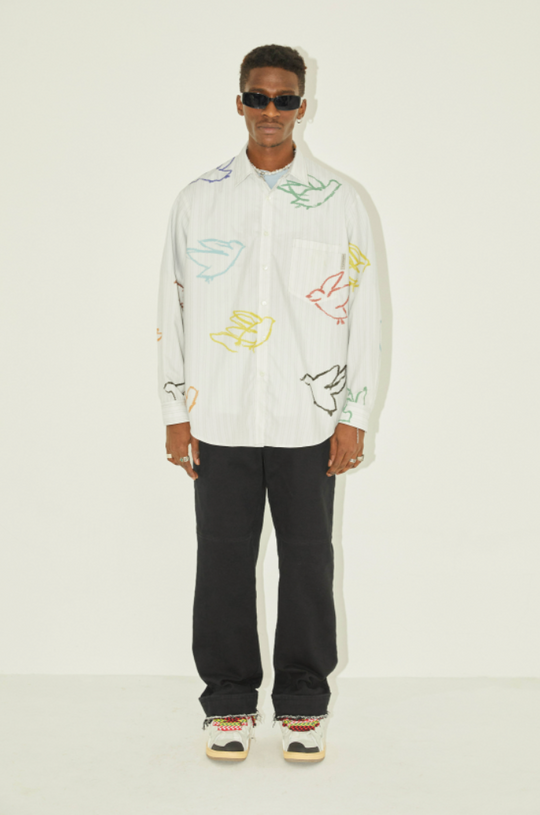 EMPTY REFERENCE Colorful Bird Crayon Long Sleeve Shirt