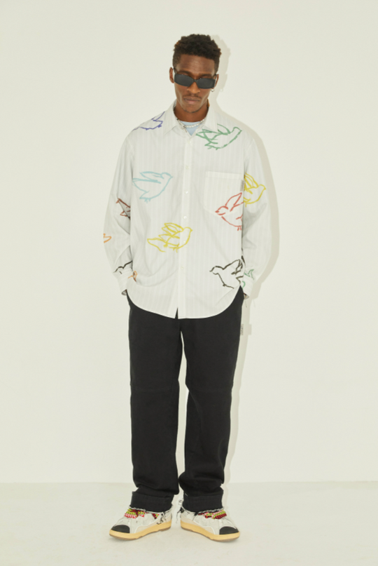 EMPTY REFERENCE Colorful Bird Crayon Long Sleeve Shirt