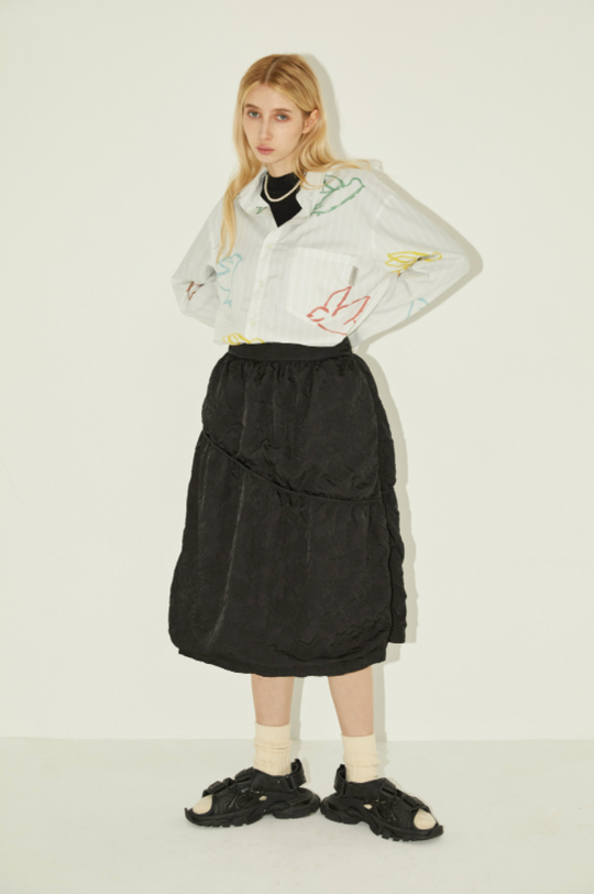 EMPTY REFERENCE Colorful Bird Crayon Long Sleeve Shirt