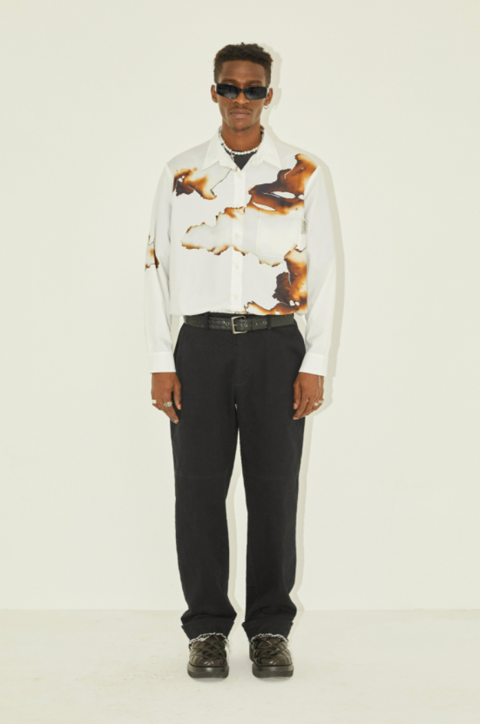 EMPTY REFERENCE Gray And White Ash Long Sleeve Shirt