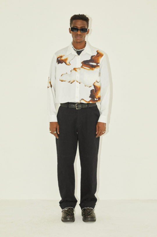 EMPTY REFERENCE Gray And White Ash Long Sleeve Shirt