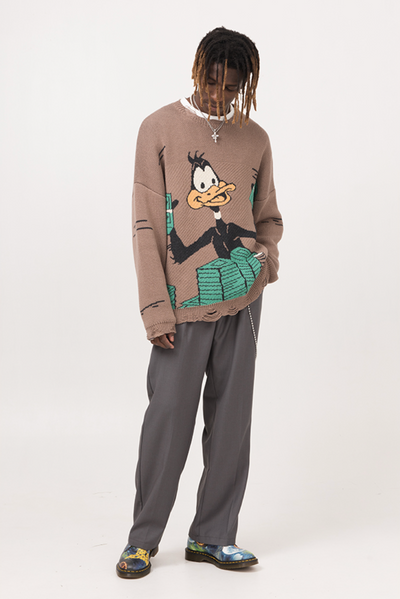 EMPTY REFERENCE Duck Cartoon Knit Sweater