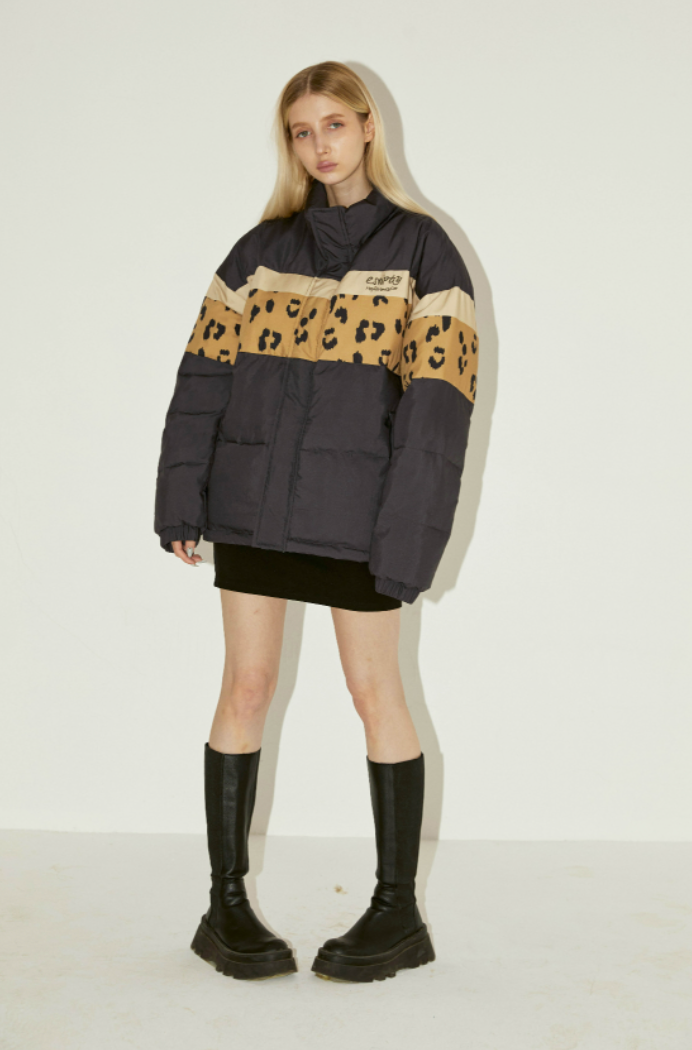 EMPTY REFERENCE Leopard Print Down Jacket