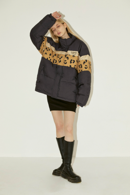 EMPTY REFERENCE Leopard Print Down Jacket
