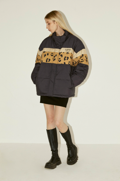 EMPTY REFERENCE Leopard Print Down Jacket