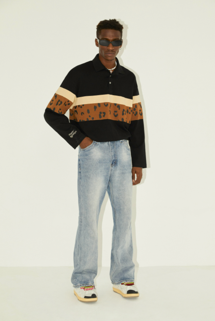 EMPTY REFERENCE Leopard Long Sleeve Polo