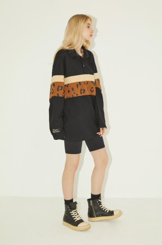 EMPTY REFERENCE Leopard Long Sleeve Polo