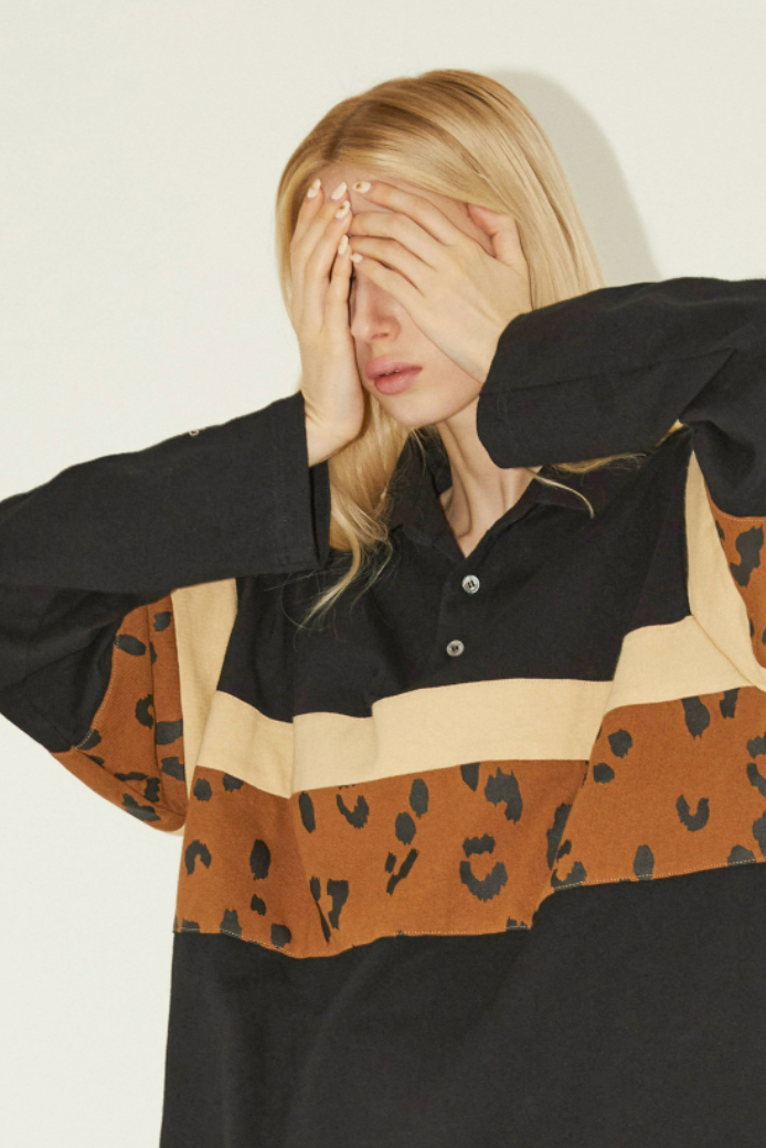 EMPTY REFERENCE Leopard Long Sleeve Polo