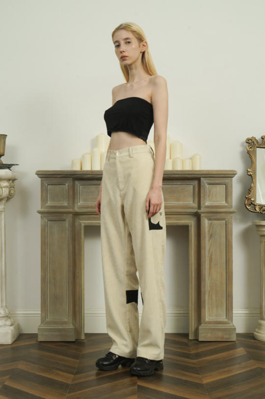 EMPTY REFERENCE Corduroy Floral Print Suit Pants