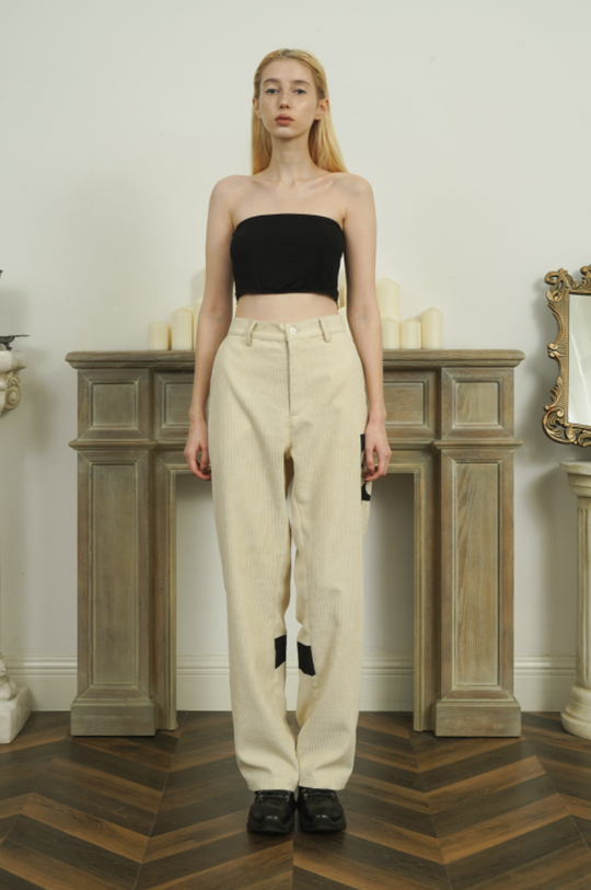 EMPTY REFERENCE Corduroy Floral Print Suit Pants