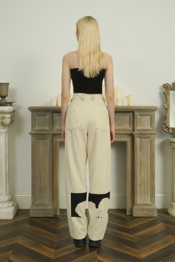 EMPTY REFERENCE Corduroy Floral Print Suit Pants