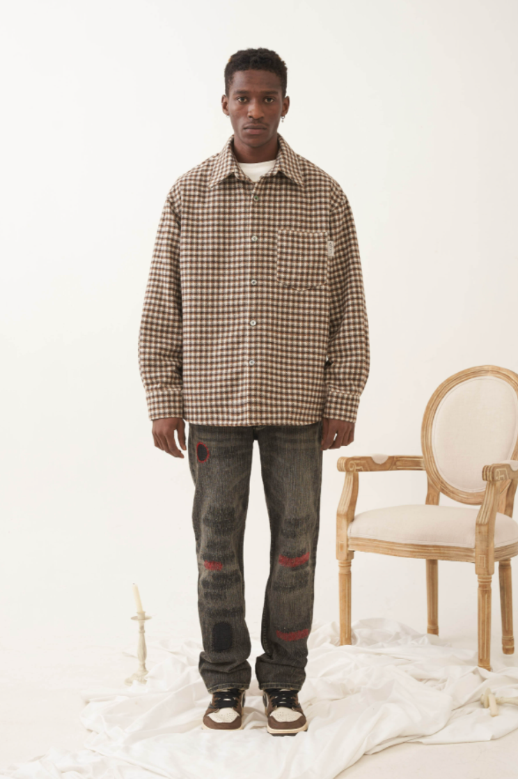 EMPTY REFERENCE Stitching Patch Denim Pants