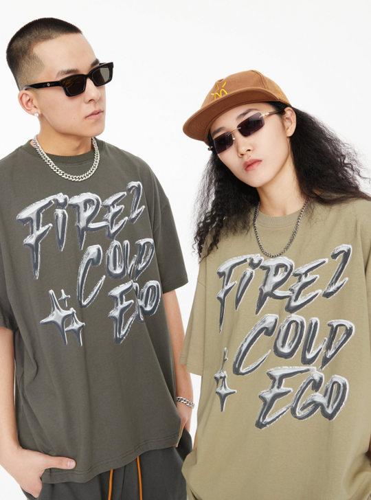 F2CE Metal Logo Print Letters Tee