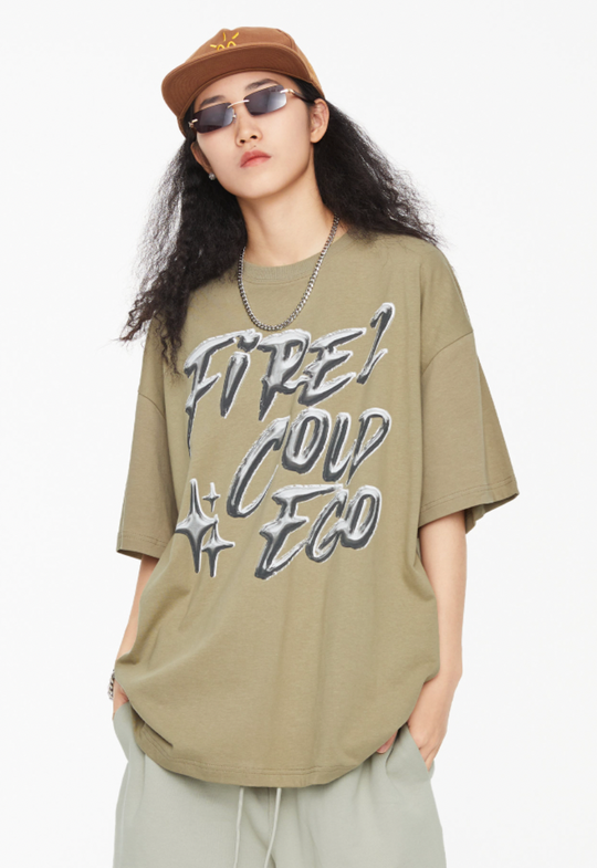 F2CE Metal Logo Print Letters Tee