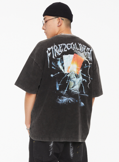 F2CE Washed Old Vintage Print Tee