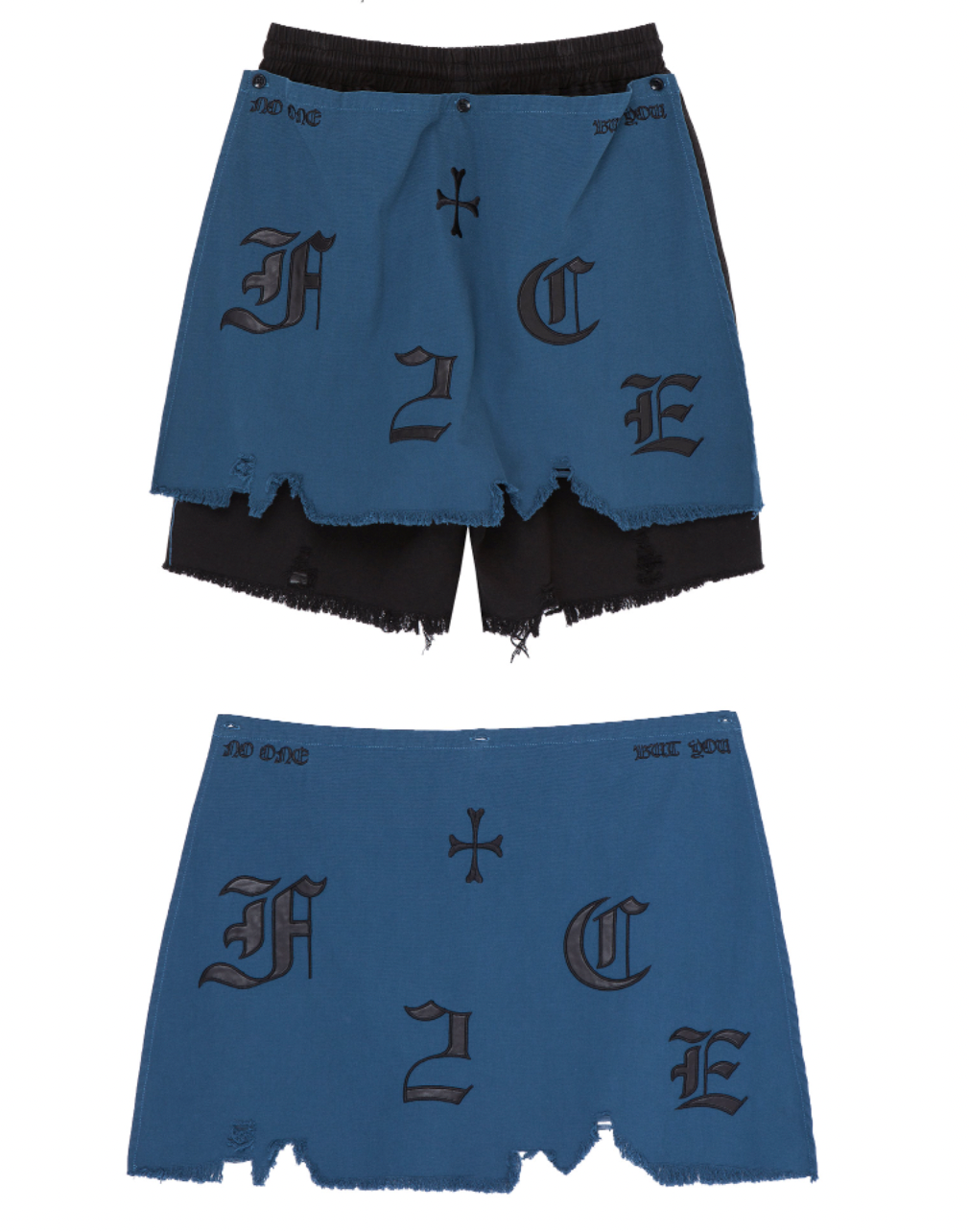 F2CE Removable Letters Leather Embroidery Shorts