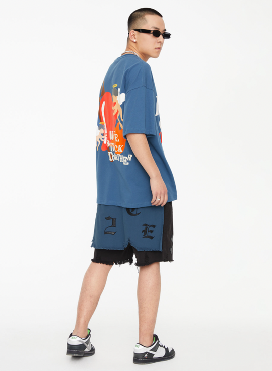 F2CE Removable Letters Leather Embroidery Shorts