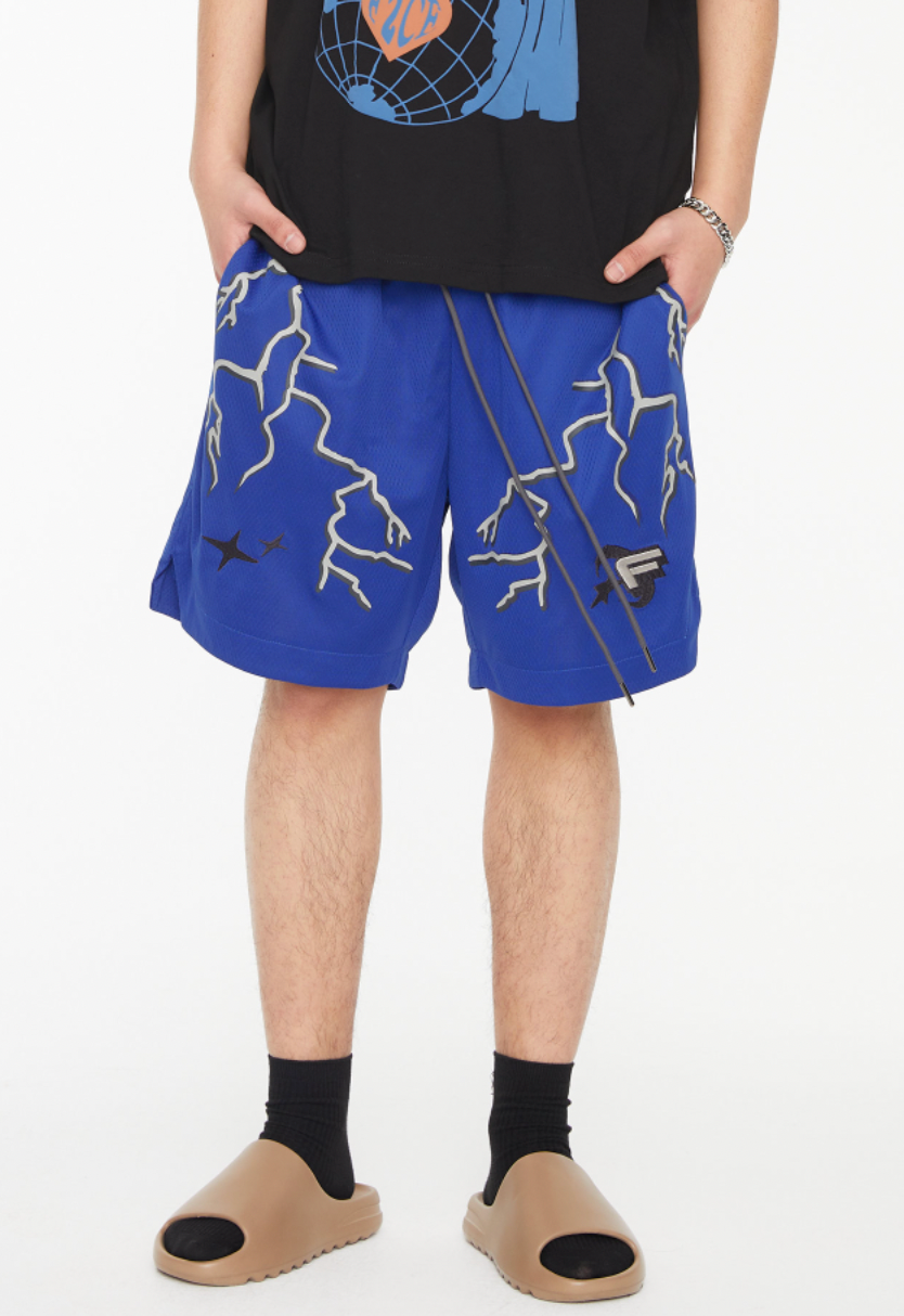 F2CE Lightning Print Embroidery Shorts