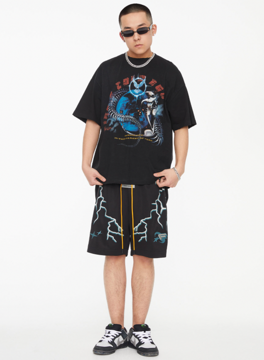F2CE Lightning Print Embroidery Shorts