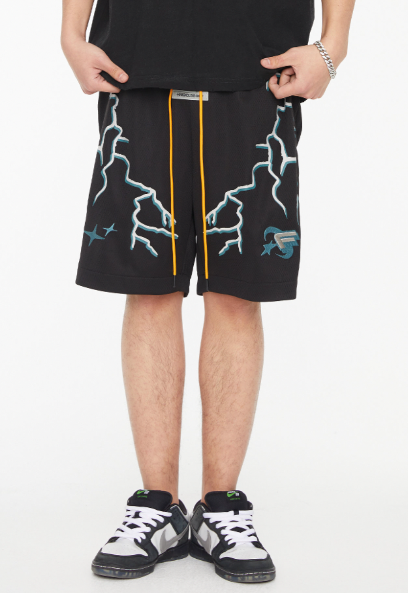 F2CE Lightning Print Embroidery Shorts