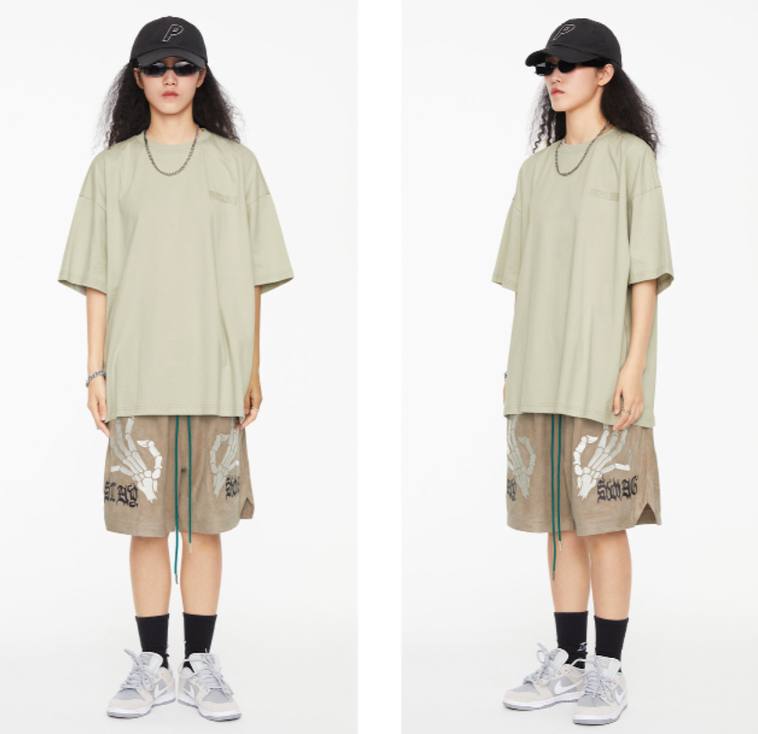 F2CE Skeleton Hands Suede Embroidered Shorts