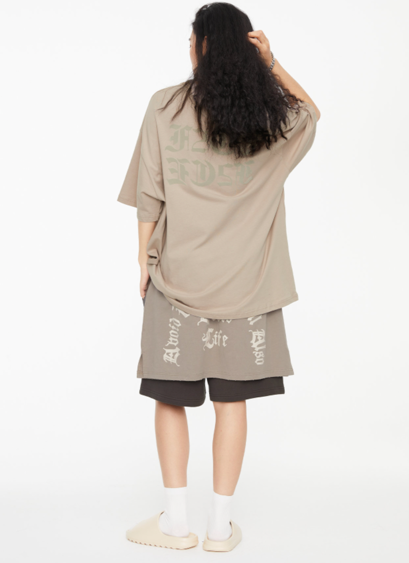 F2CE Removable Gothic Letters Embroidered Shorts