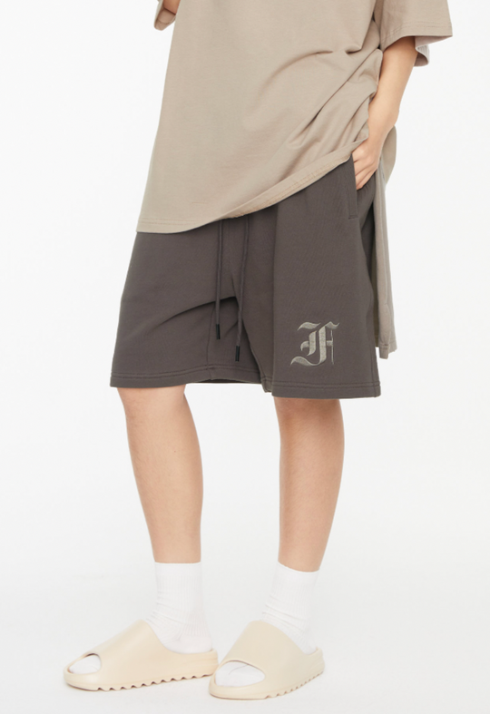 F2CE Removable Gothic Letters Embroidered Shorts