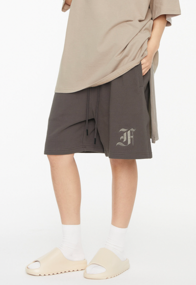F2CE Removable Gothic Letters Embroidered Shorts