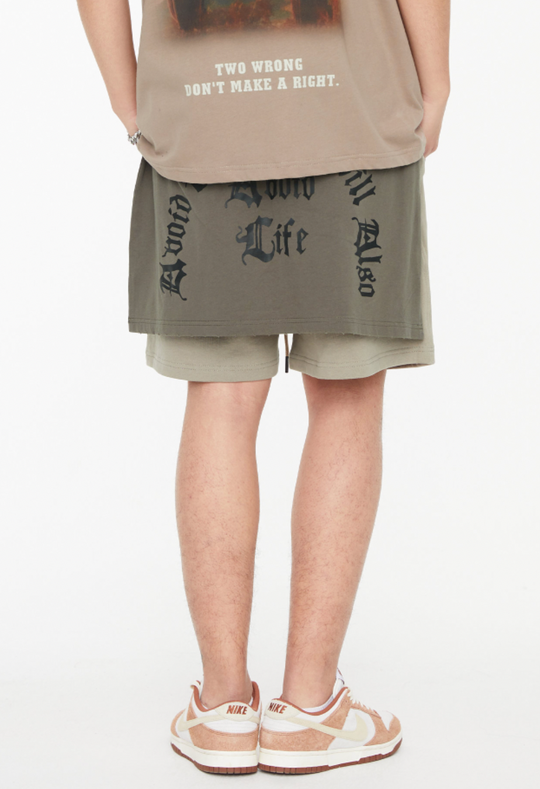 F2CE Removable Gothic Letters Embroidered Shorts