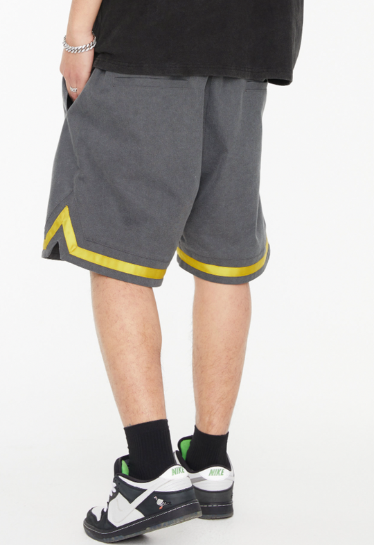 F2CE Washed Gothic Letters Embroidered Shorts