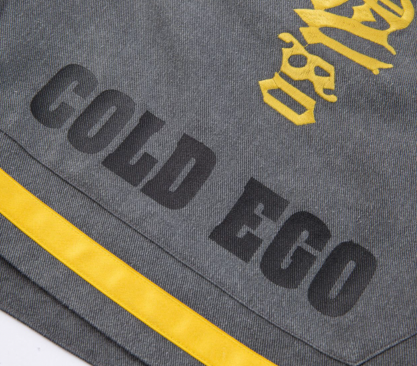 F2CE Washed Gothic Letters Embroidered Shorts