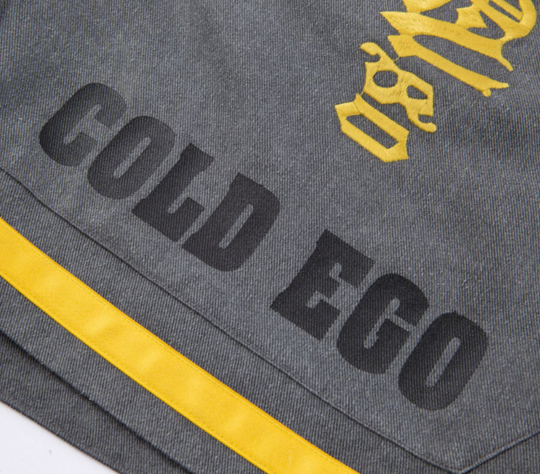 F2CE Washed Gothic Letters Embroidered Shorts