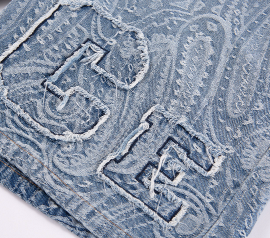 F2CE Washed Paisley Denim Shorts