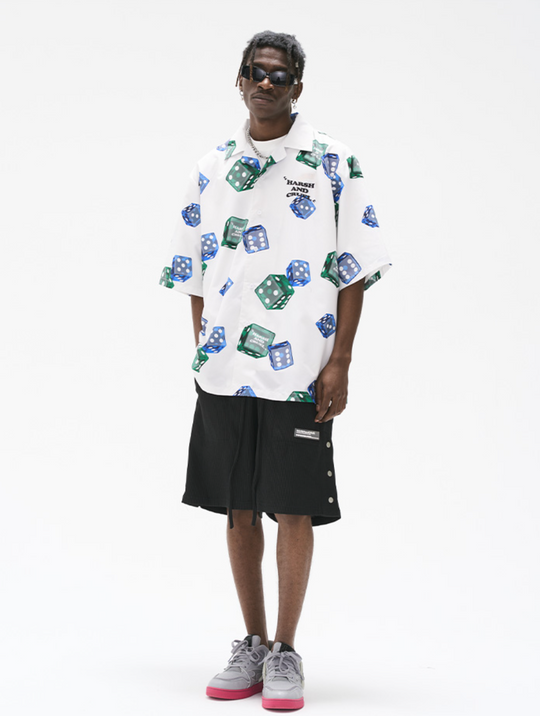 Harsh and Cruel 3D Dice Print Cuban Shirt
