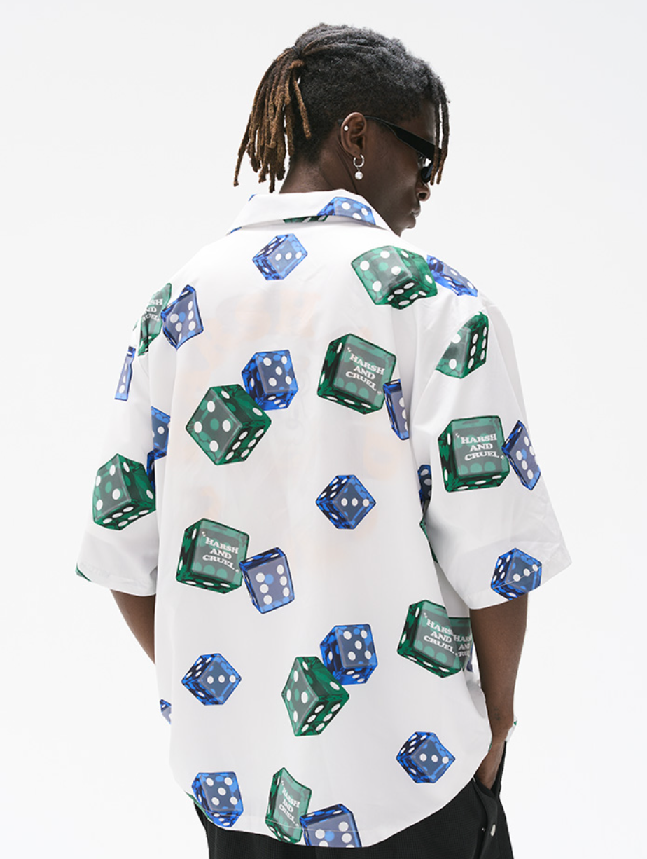 Harsh and Cruel 3D Dice Print Cuban Shirt