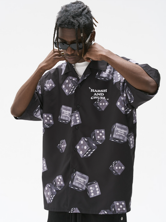 Harsh and Cruel 3D Dice Print Cuban Shirt